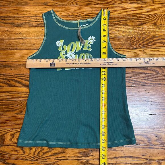 Y2k Surfwear Indie SO Love Peace Ribbed Tank Top Women's Size L Turquoise Green - Picture 5 of 8